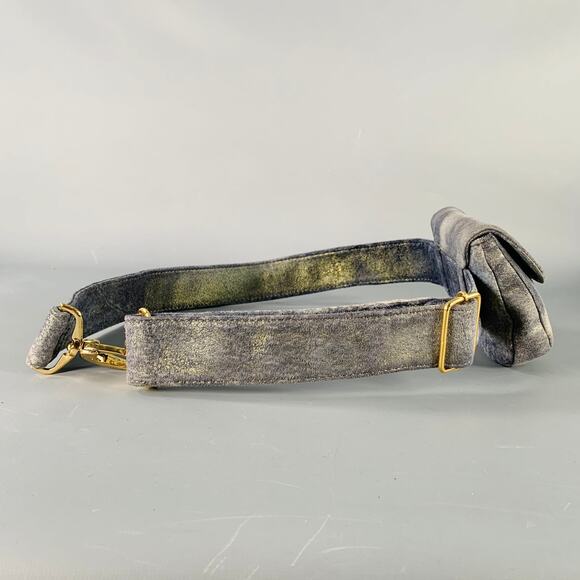 JAMES DRAKE Grey Gold Metallic Leather Micro Belt Bag - Picture 2 of 7